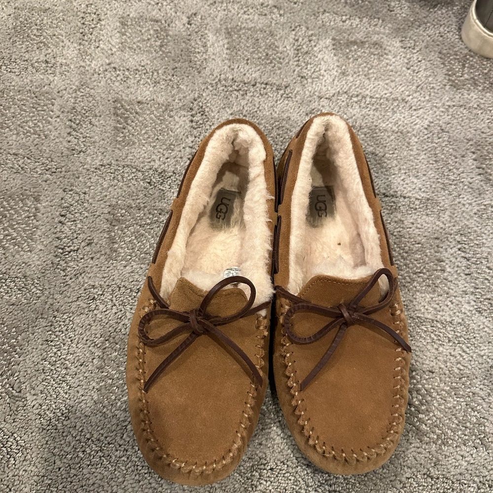 UGG Brown Suede Slippers with Cream Lining